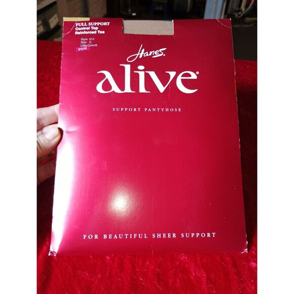 Hanes Alive Support Pantyhose Control Top Reinforced Toe Style 810 Size D - Picture 1 of 6